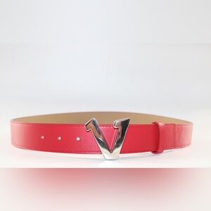 COPY - Vadaline V silver buckle red belt
